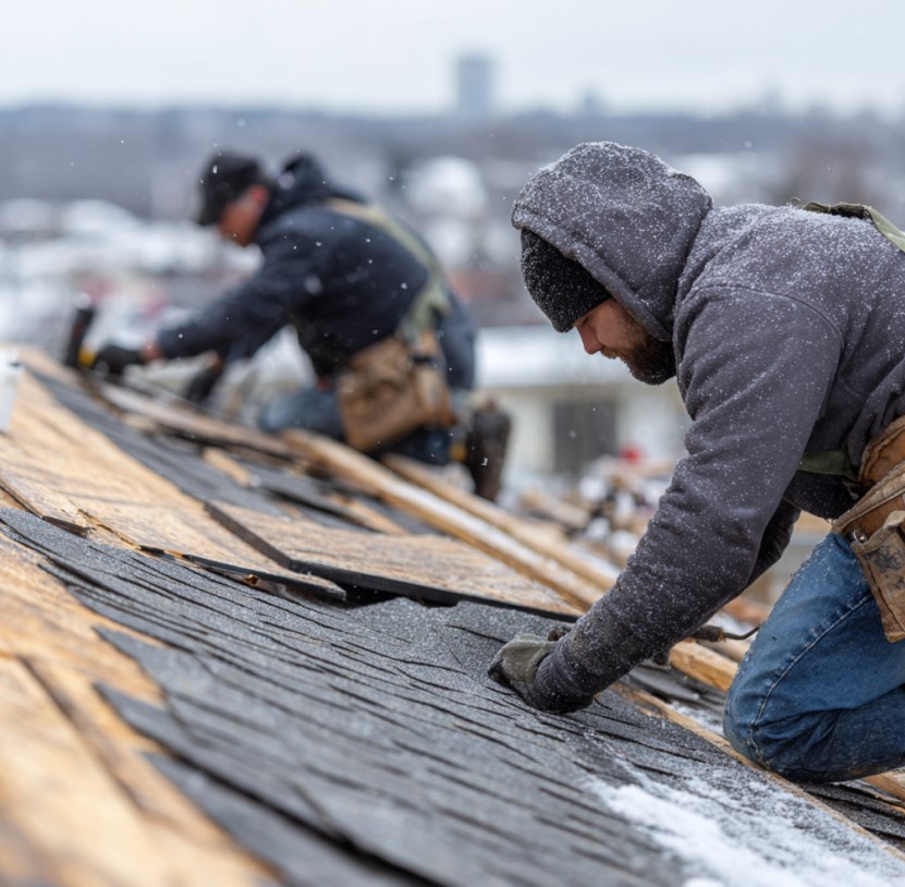 winter roof replacement in Indiana